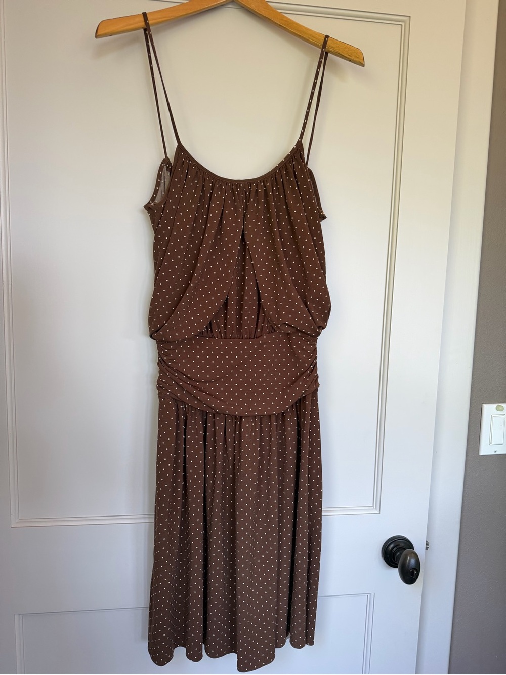 BCBGMaxAzria Brown Polka Dot Maxi Dress/ Made in USA/ Size S